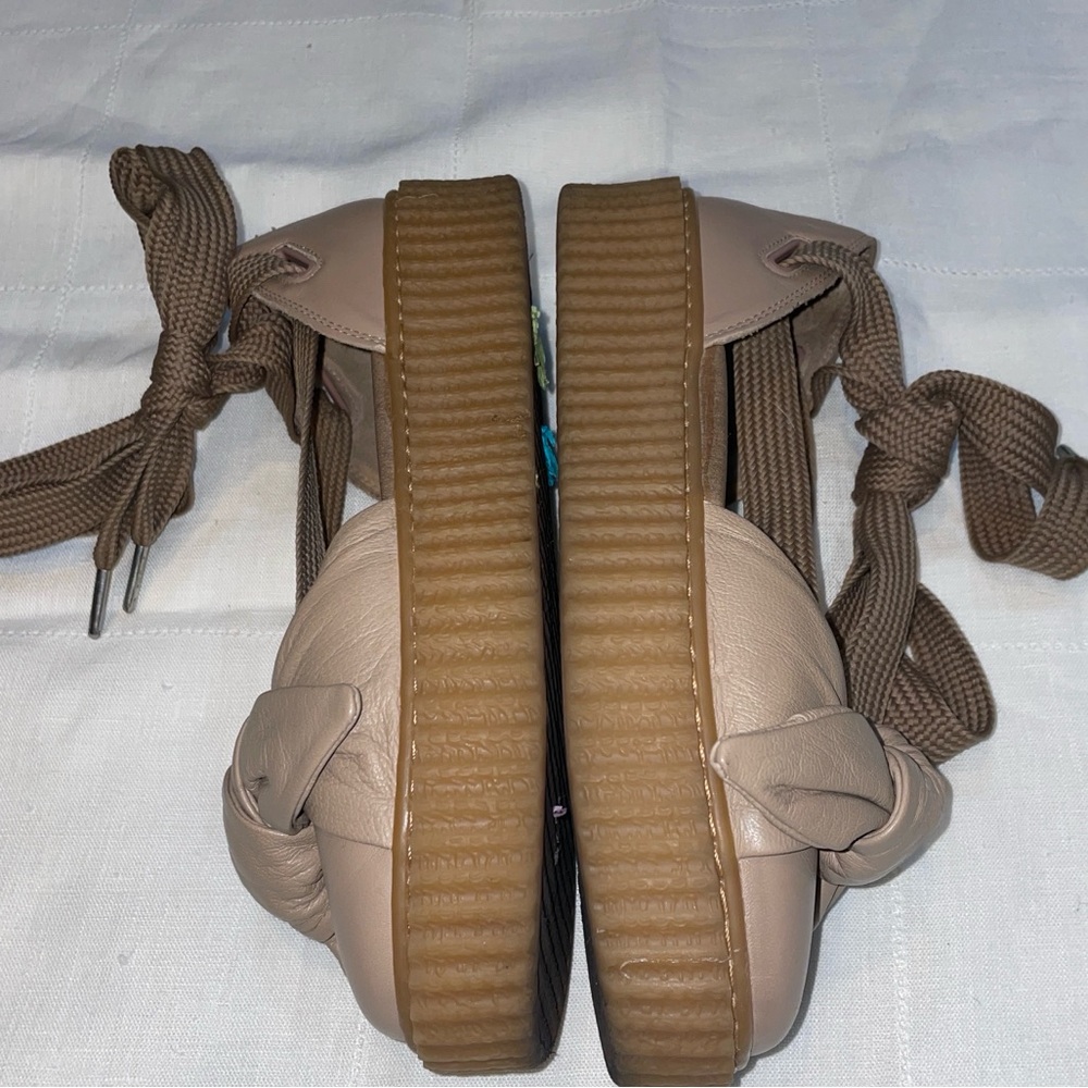 Knot-Front Lace-Up Flats in Taupe - Picture 3 of 9
